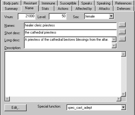 Mob name, vnum, level, sex and special function - 8K