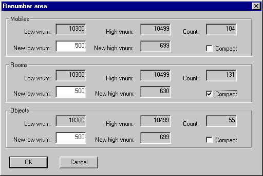 Renumber area dialog box - 7K